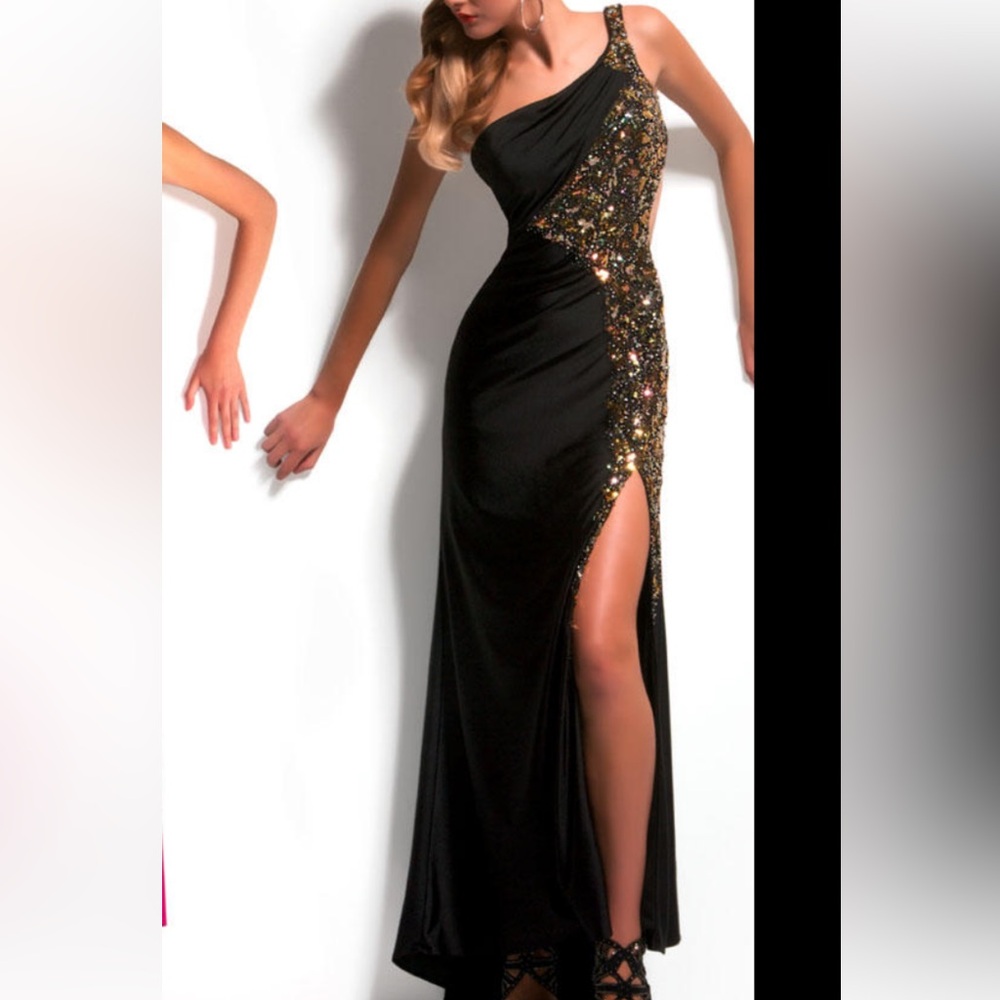 Mac Duggal Prom Black and Gold Evening Gown